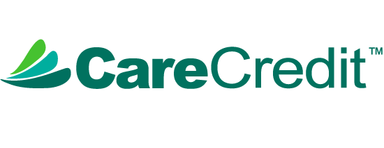 Logo with stylized green and teal elements, featuring the text "CareCredit."