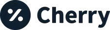 Logo with a percentage symbol and the word "Cherry" in dark text
