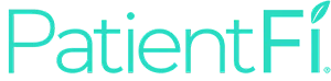 Text logo that reads "Patient F" in a stylized font with varying colors
